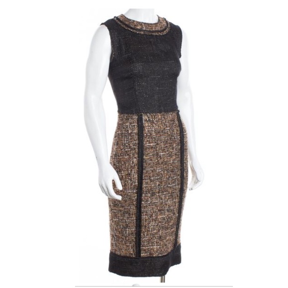Dolce & Gabbana Silk Wool tweed midi dress Size 42 4 Excellent Condition - Picture 2 of 9